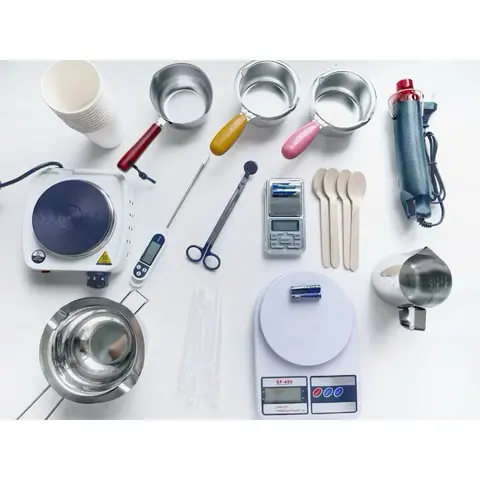 สินค้าใหม่!!! อุปกรณ์การทำเทียนหอม/สบู่/diy/งาน workshopครบชุด แถมฟรี แก้ว+ช้อนไม้+ดรอปเปอร์